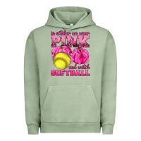 Pigment Oil Green In October We Wear Pink and Watch Softball Urban Hoodie - texasbilliewilder
