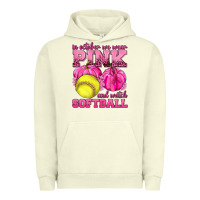 Pigment Pistachio In October We Wear Pink and Watch Softball Urban Hoodie - texasbilliewilder