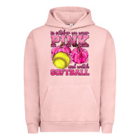 Pigment Salmon In October We Wear Pink and Watch Softball Urban Hoodie - texasbilliewilder