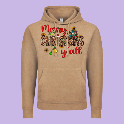 Merry Christmas Y'all Vintage Hoodie Designed By Jahusdesignshop