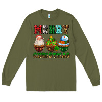 Army Green merry christmas with cupcakes Long Sleeve Tee - AdoDesignShop
