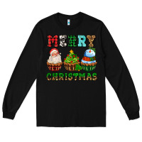 Black merry christmas with cupcakes Long Sleeve Tee - AdoDesignShop