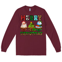 Burgundy merry christmas with cupcakes Long Sleeve Tee - AdoDesignShop