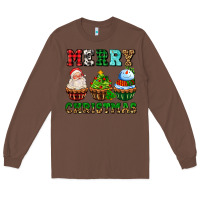 Chestnut merry christmas with cupcakes Long Sleeve Tee - AdoDesignShop
