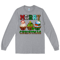 Heather Grey merry christmas with cupcakes Long Sleeve Tee - AdoDesignShop