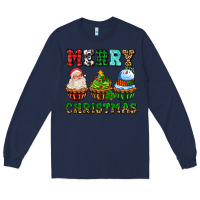 Navy merry christmas with cupcakes Long Sleeve Tee - AdoDesignShop