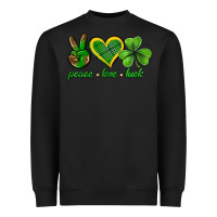 Black peace love luck st. patricks day nePeace love luck Heavyweight Sweatshirt - Neo Western
