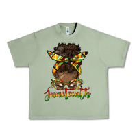 Oil Green juneteenth black woman messy bun Urban Heavy Tee - HRA Design Shop
