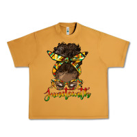 Peanut Butter juneteenth black woman messy bun Urban Heavy Tee - HRA Design Shop