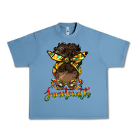 Pebble Blue juneteenth black woman messy bun Urban Heavy Tee - HRA Design Shop