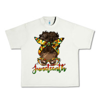 Juneteenth Black Woman Messy Bun Urban Heavy Tee | Teevron