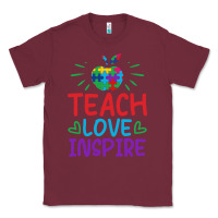 Burgundy teach love inspire Classic Tee - CowhideDigitalArt