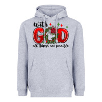 Heather Grey with god all things are possible Heavyweight Hoodie - MaliasSmallBusiness