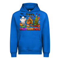 Cobalt Happy Hallothanksmas with ghost turkey and tree Urban Hoodie - texasbilliewilder