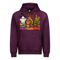 Mauve Wine Happy Hallothanksmas with ghost turkey and tree Urban Hoodie - texasbilliewilder