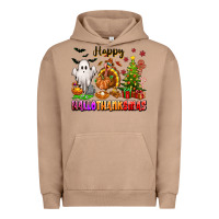 Pigment Burro Happy Hallothanksmas with ghost turkey and tree Urban Hoodie - texasbilliewilder