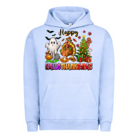 Pigment Grape Ice Happy Hallothanksmas with ghost turkey and tree Urban Hoodie - texasbilliewilder