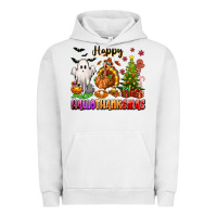 Pigment Lunar Rock Happy Hallothanksmas with ghost turkey and tree Urban Hoodie - texasbilliewilder