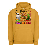 Pigment Peanut Butter Happy Hallothanksmas with ghost turkey and tree Urban Hoodie - texasbilliewilder