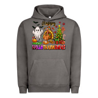 Pigment Tornado Happy Hallothanksmas with ghost turkey and tree Urban Hoodie - texasbilliewilder