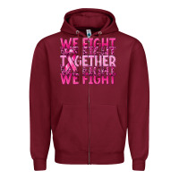 Burgundy together we fight cancer Zipper Hoodie - NancyCooperArtShop