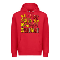 Red hey sister sister swing softball Premium Hoodie - Artiststas