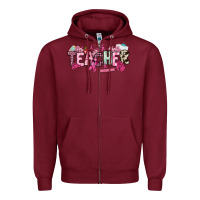 Burgundy cancer awareness teacher Zipper Hoodie - NancyCooperArtShop