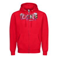 Red cancer awareness teacher Zipper Hoodie - NancyCooperArtShop