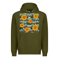 Army Green sunflower western seamless revize Premium Hoodie - AdoDesignShop