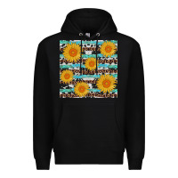 Black sunflower western seamless revize Premium Hoodie - AdoDesignShop