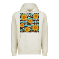 Oatmeal Heather sunflower western seamless revize Premium Hoodie - AdoDesignShop