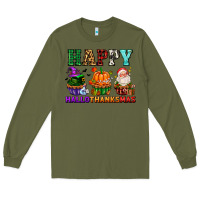 Army Green happy hallothanksmas with cupcakes Long Sleeve Tee - AdoDesignShop