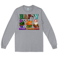Heather Grey happy hallothanksmas with cupcakes Long Sleeve Tee - AdoDesignShop