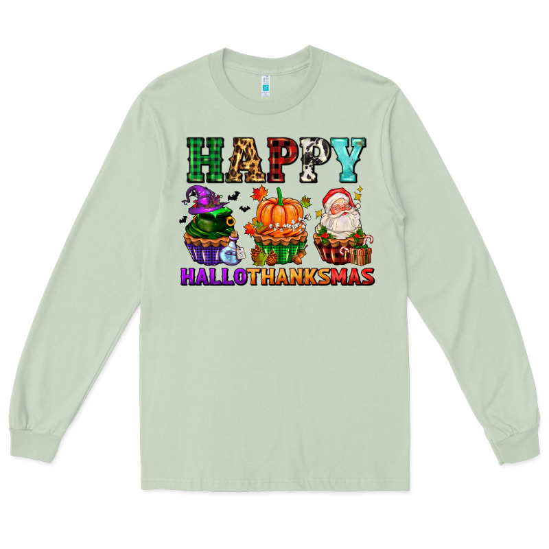 Happy Hallothanksmas With Cupcakes Long Sleeve Tee by AdoDesignShop | Teevron