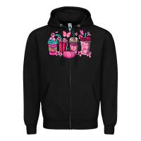 Black cancer coffee cups Zipper Hoodie - NancyCooperArtShop