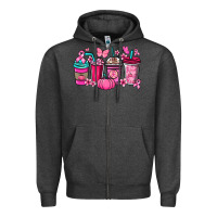 Charcoal Heather cancer coffee cups Zipper Hoodie - NancyCooperArtShop