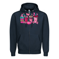 Navy cancer coffee cups Zipper Hoodie - NancyCooperArtShop