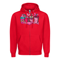 Red cancer coffee cups Zipper Hoodie - NancyCooperArtShop