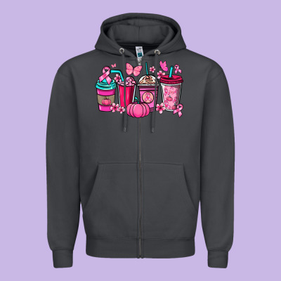 Cancer Coffee Cups Zipper Hoodie Designed By Nancycooperartshop