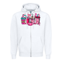 White cancer coffee cups Zipper Hoodie - NancyCooperArtShop