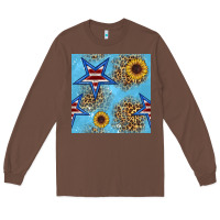 Chestnut american star and sunflower seamless  pattern Long Sleeve Tee - BundleAndBundleShop