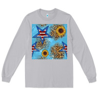 Moon Dust american star and sunflower seamless  pattern Long Sleeve Tee - BundleAndBundleShop