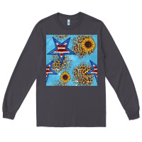 Smoke american star and sunflower seamless  pattern Long Sleeve Tee - BundleAndBundleShop