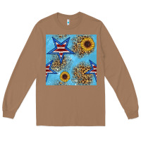 Toasted Coconut american star and sunflower seamless  pattern Long Sleeve Tee - BundleAndBundleShop