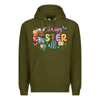 Army Green happy easter yall Premium Hoodie - Artiststas