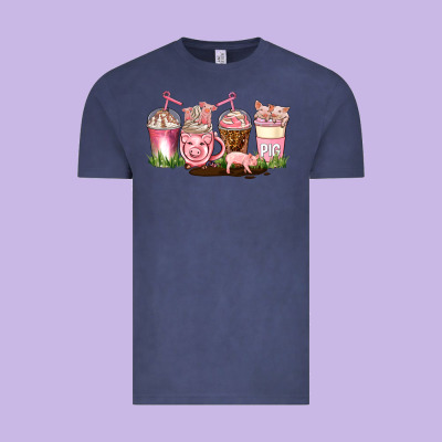 Pig Coffee Cups Vintage Tee Designed By Adodesignshop