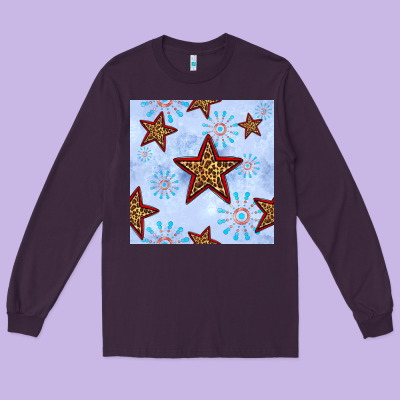 4th Of July Leopard Star Seamless Pattern Long Sleeve Tee Designed By Bundleandbundleshop