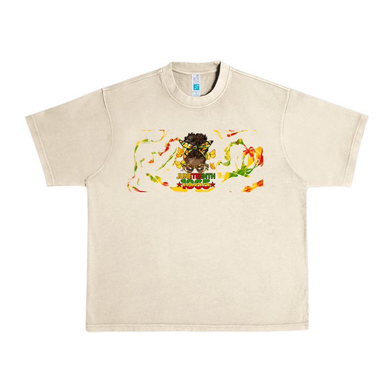 Juneteenth Afro Messy Bun Libbey Glass Urban Heavy Tee by HRA Design Shop | Teevron