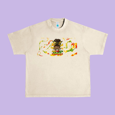 Juneteenth Afro Messy Bun Libbey Glass Urban Heavy Tee Designed By Hra Design Shop