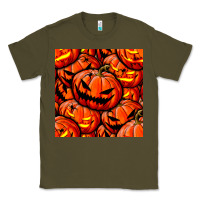 Army Green halloween pumpkin seamless pattern Classic Tee - BundleAndBundleShop